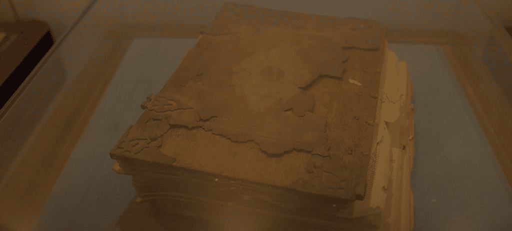 Historic Bible displayed inside the Protestant Church in Oranjestad Aruba, part of Aruba’s religious heritage.